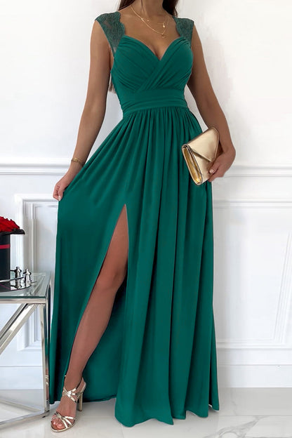 Green Fill Your Heart Lace Empire Waist Maxi Dress