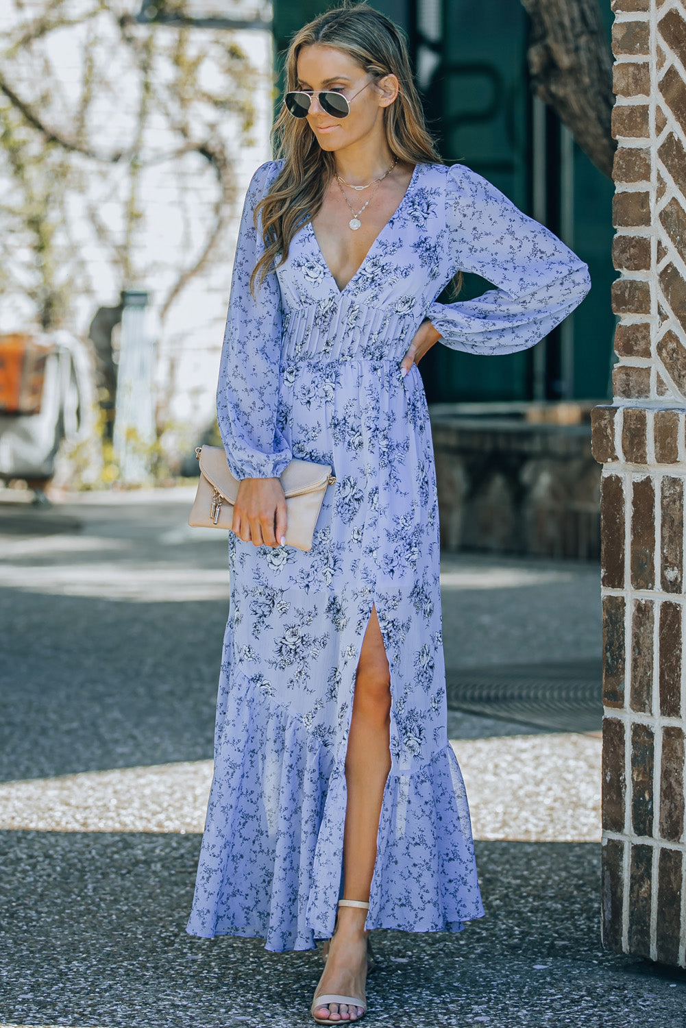 Floral Long Sleeve Maxi Dress