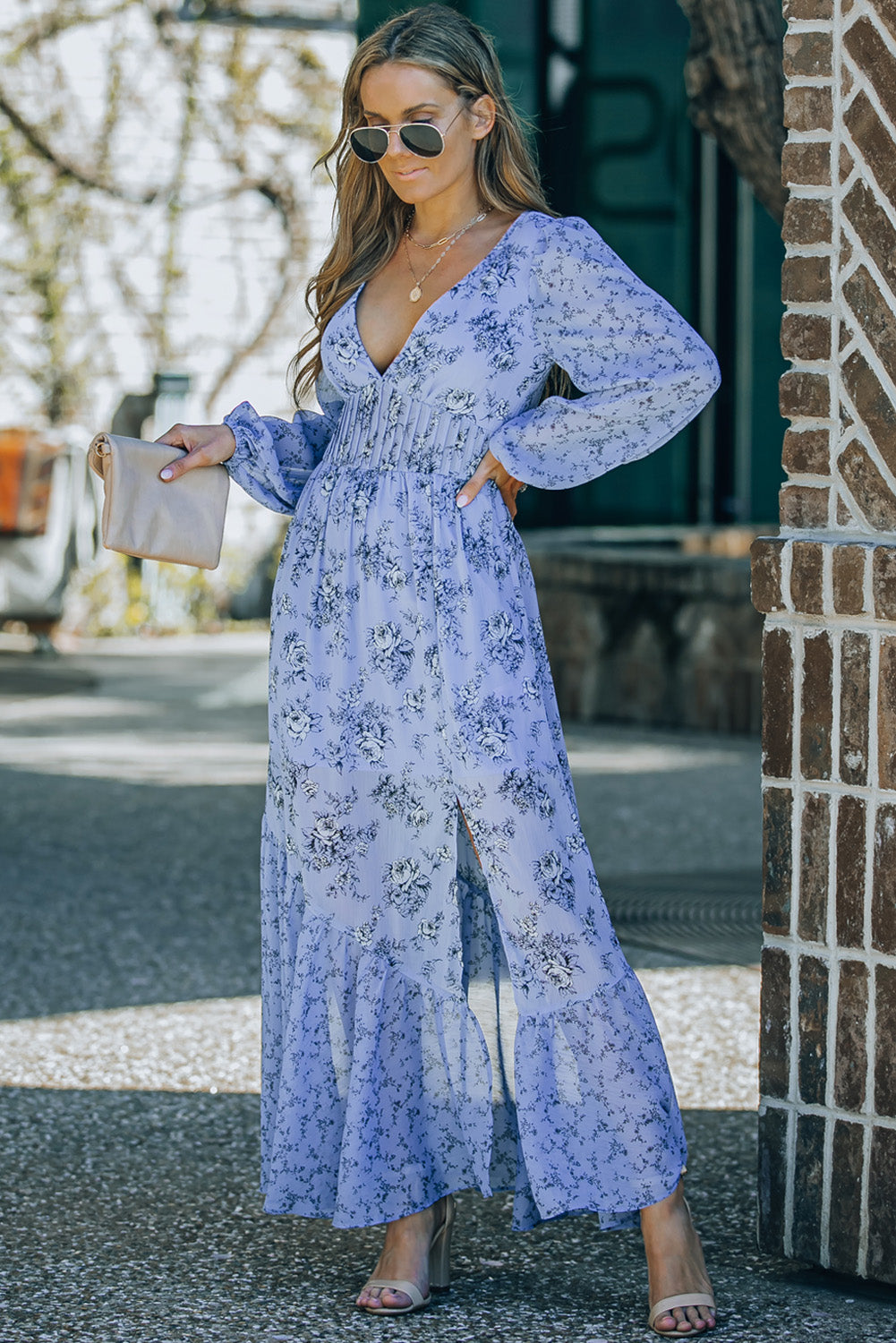 Floral Long Sleeve Maxi Dress