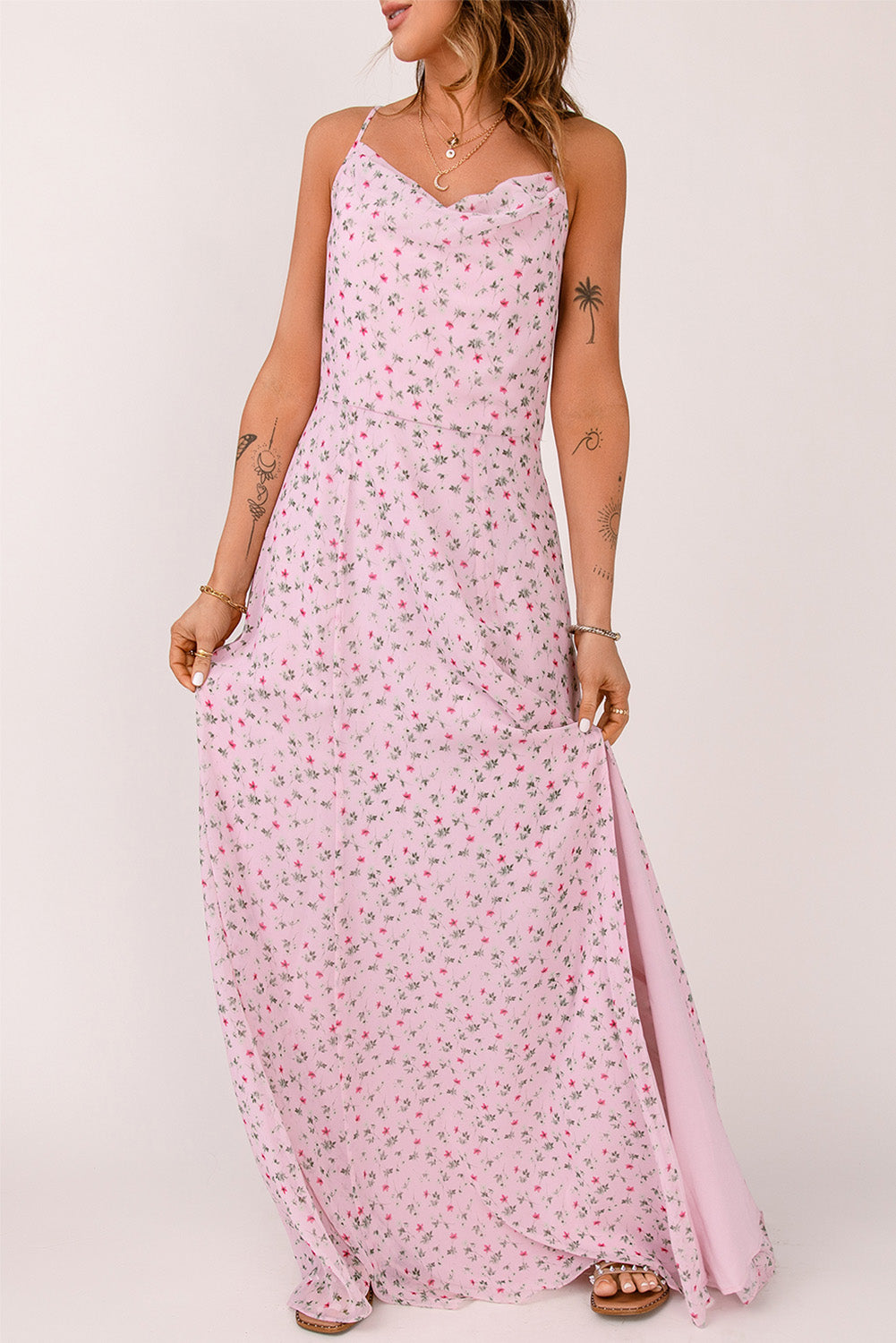 Floral Print Spaghetti Strap Maxi Dress