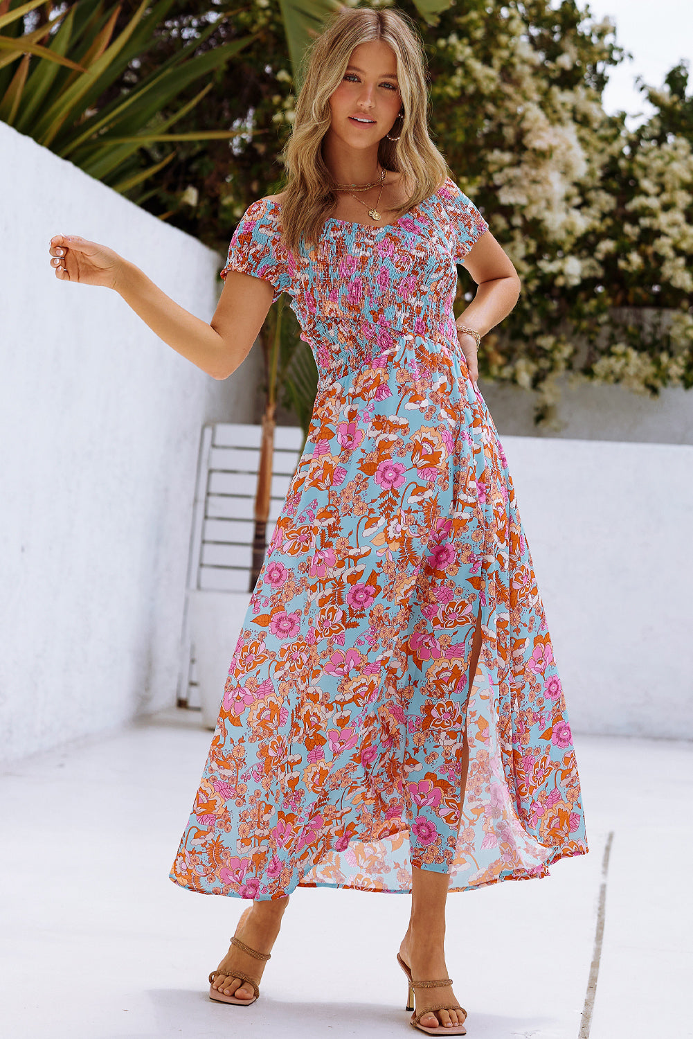 Floral Smocked Maxi Dress