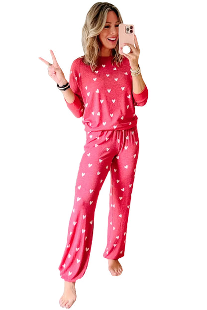 Valentines Heart Print Pants Set