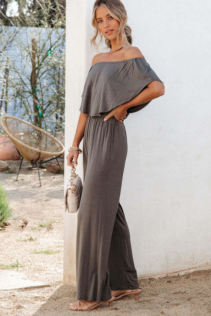 Off Shoulder Wide Leg Jumpsuit