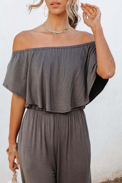 Off Shoulder Wide Leg Jumpsuit