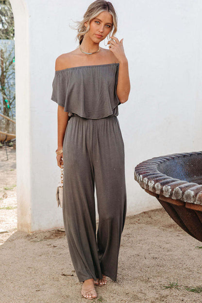 Off Shoulder Wide Leg Jumpsuit