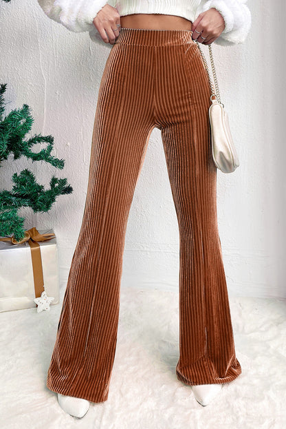 Chestnut High Waist Flare Corduroy Pants