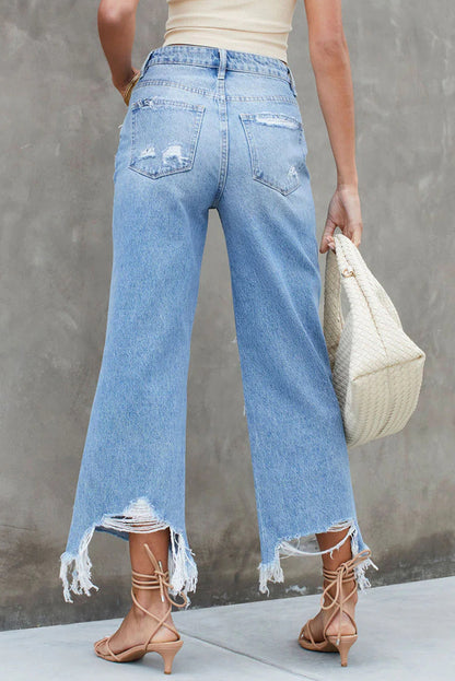 Destroyed High Waist Jeans