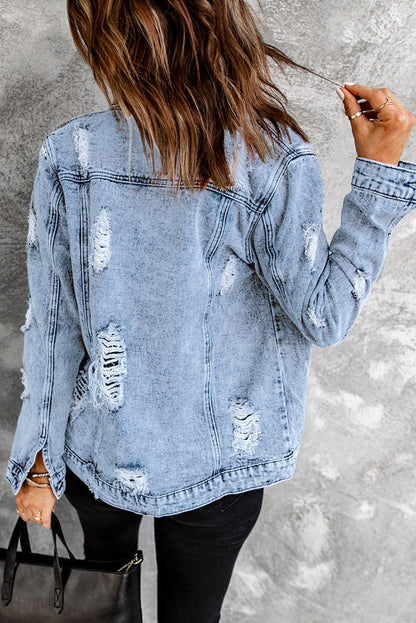 Vintage Washed Flap Pockets Denim Jacket