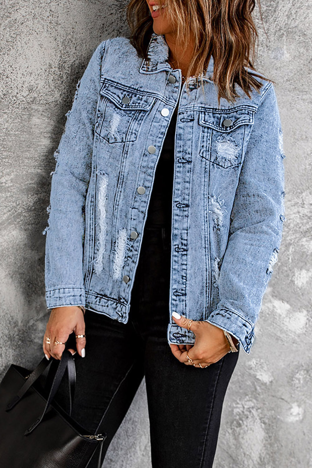 Vintage Washed Flap Pockets Denim Jacket