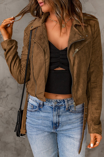 Suede Zip Up Jacket