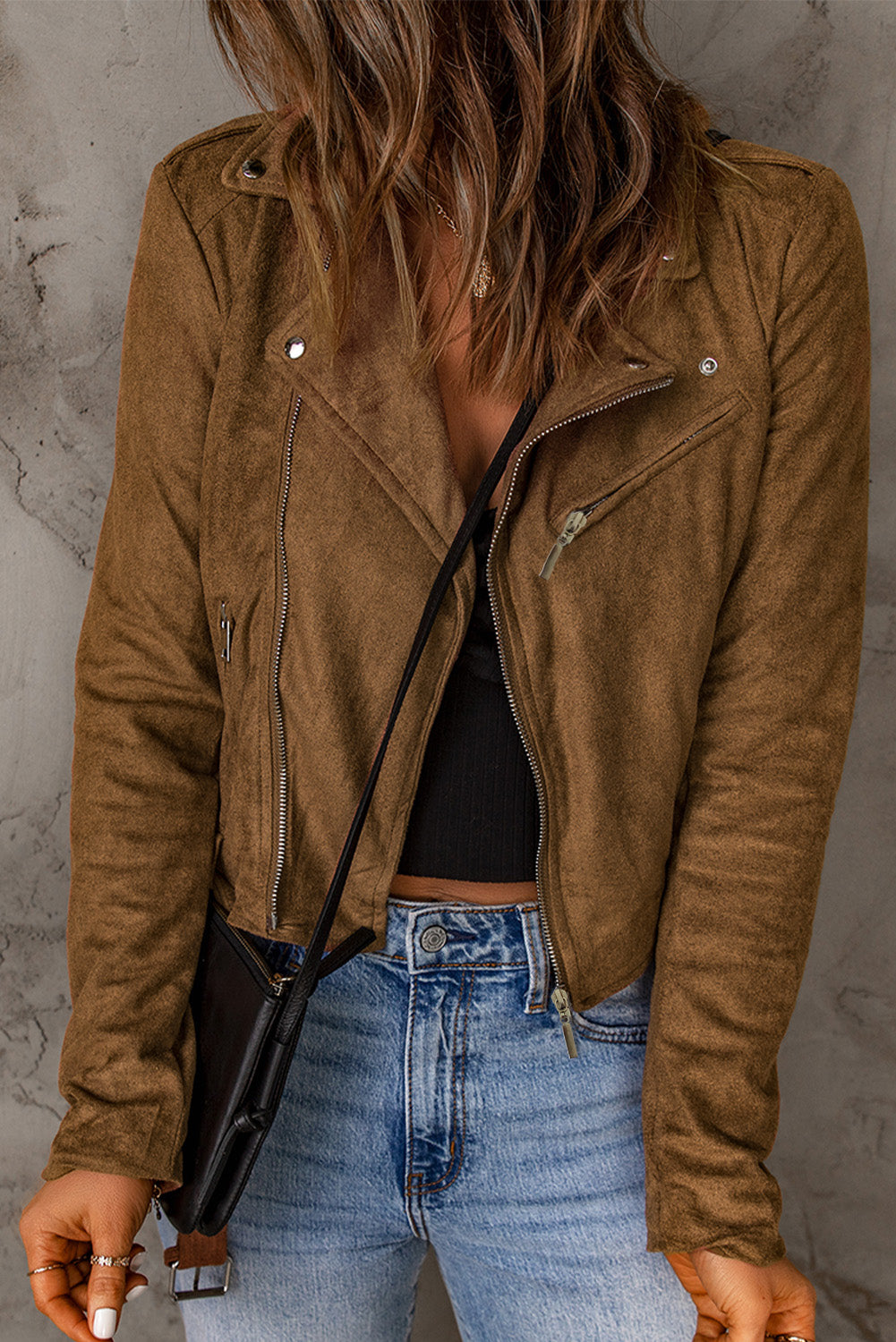 Suede Zip Up Jacket