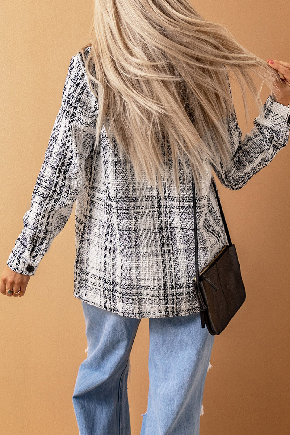 Plaid Chest Pockets Buttoned Jacket