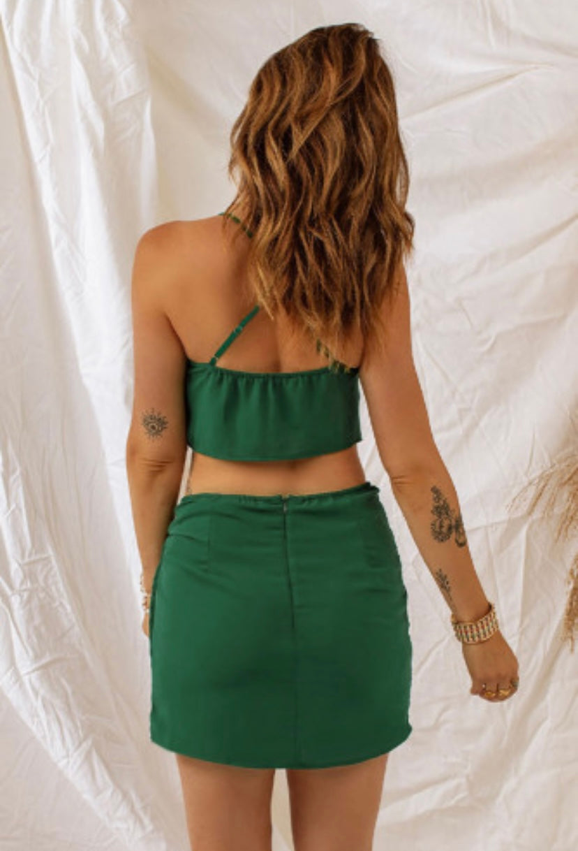 Drape Crop Top and Wrap Skirt Set