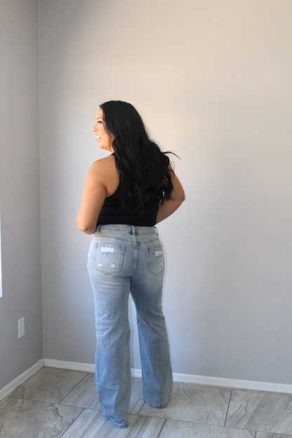 Destroyed Wide Leg Jeans