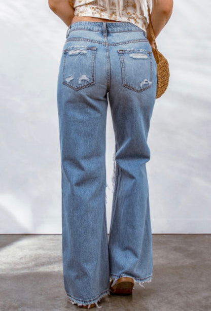 Destroyed Wide Leg Jeans