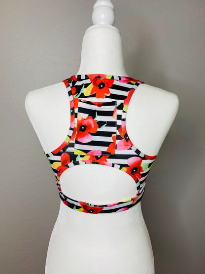 Floral Back Pocket Sports Bra