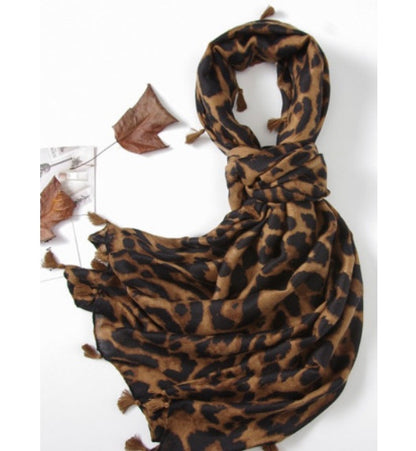 Leopard Tassel Scarf